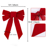 Red Velvet Christmas Bow with Wired Edge – 10"x13.5", Holiday Wreath & Tree Decoration | Laribbons Custom