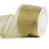 2.5" Gold Sheer Wired Christmas Ribbon – Elegant Shimmery Mesh, 25 Yards | Laribbons Custom