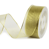1.5" Gold Sheer Christmas Ribbon with Wired Edges – 25 Yards Roll | Laribbons Custom