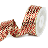 1.5" Red & Gold Metallic Plaid Christmas Ribbon – 25 Yards Roll | Laribbons Custom