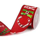 2.5" Red Christmas Ribbon – Santa Belt, Snowflakes & Candy Canes, Wired Edges, 25 Yards | Laribbons Custom