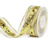 1.5" Gold Dot Sheer Christmas Ribbon with Wired Edges – 25 Yards Roll | Laribbons Custom