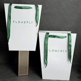 Custom Trapezoid Paper Bags with Logo – Personalized Flower Shop Gift Bags (MOQ 200) | Laribbons Custom - laribbons Custom Shop