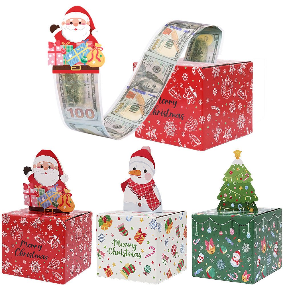 🎄 Christmas Money Pull Gift Box – Foldable DIY Party Box | Red, Green & White | Fun Holiday Decoration | Laribbons Custom - laribbons Custom Shop