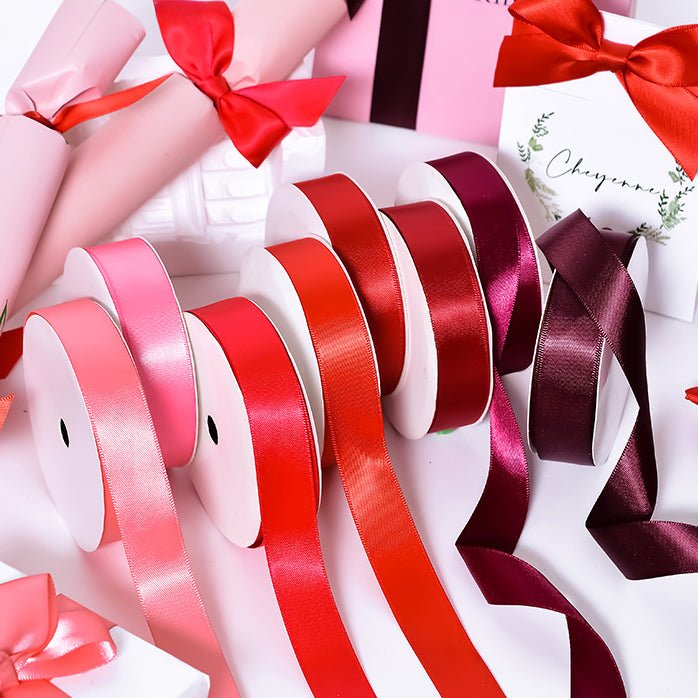 Wholesale Double Faced Satin Ribbon – Red Color Series – 3/8", 5/8", 7/8", 1.5" Wide – 100 Yards Per Roll – Bulk 500 Yards Minimum| Laribbons Custom - laribbons Custom Shop