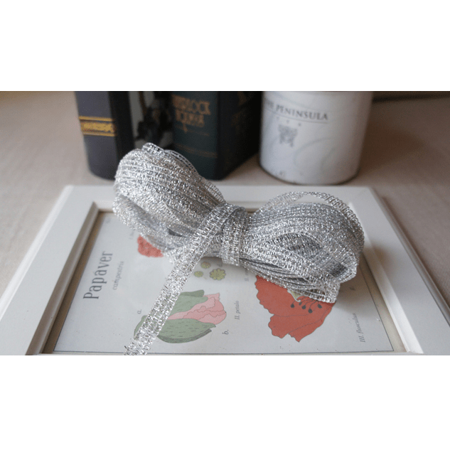 Silver Metallic Mesh Ribbon – 3/8" x 10 Yards, Stiff & Shiny | Holiday Gift Wrapping | Laribbons Custom - laribbons Custom Shop