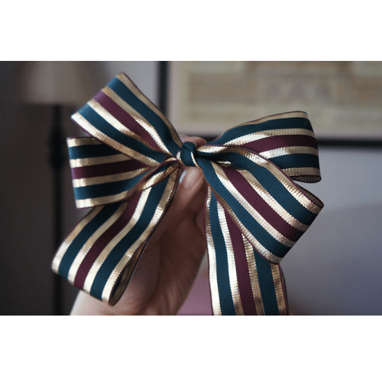 Wine Red, Green & Gold Striped Metallic Ribbon – 1" & 1.5" | 10 Yards, Christmas Gift Wrapping & Décor | Laribbons Custom - laribbons Custom Shop