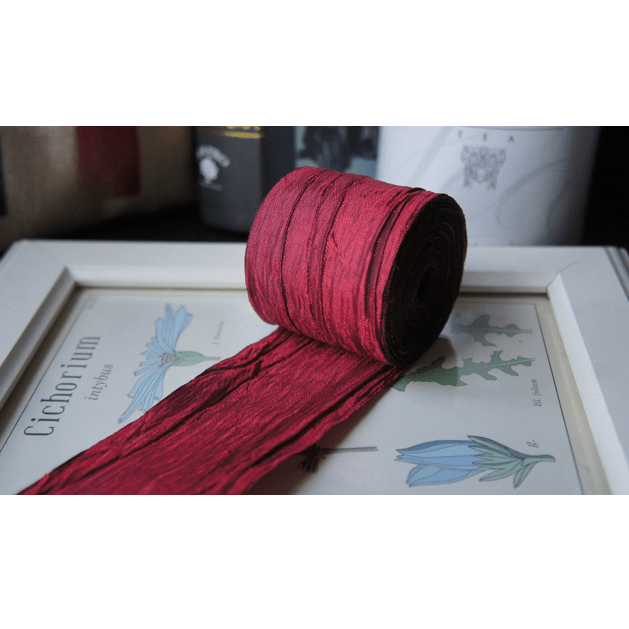 Burgundy Vintage Ribbon – 2" x 10 Yards, Wrinkled Texture | Holiday Gift & Craft Ribbon | Laribbons Custom - laribbons Custom Shop