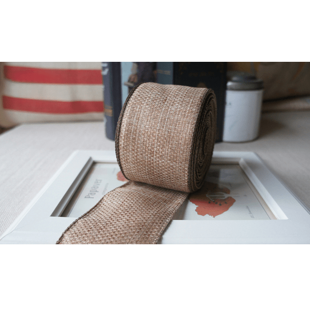 Rustic Khaki Burlap Wired Ribbon – 2.5" x 10 Yards, Holiday Crafts & Gift Wrapping | Laribbons Custom - laribbons Custom Shop
