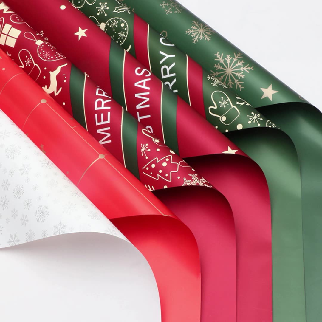 Christmas Flower Wrapping Sheets – 20 Pack, 22" x 22", Waterproof Plastic, Tear - Resistant, 17 Red, Green & White Designs | Laribbons Custom - laribbons Custom Shop