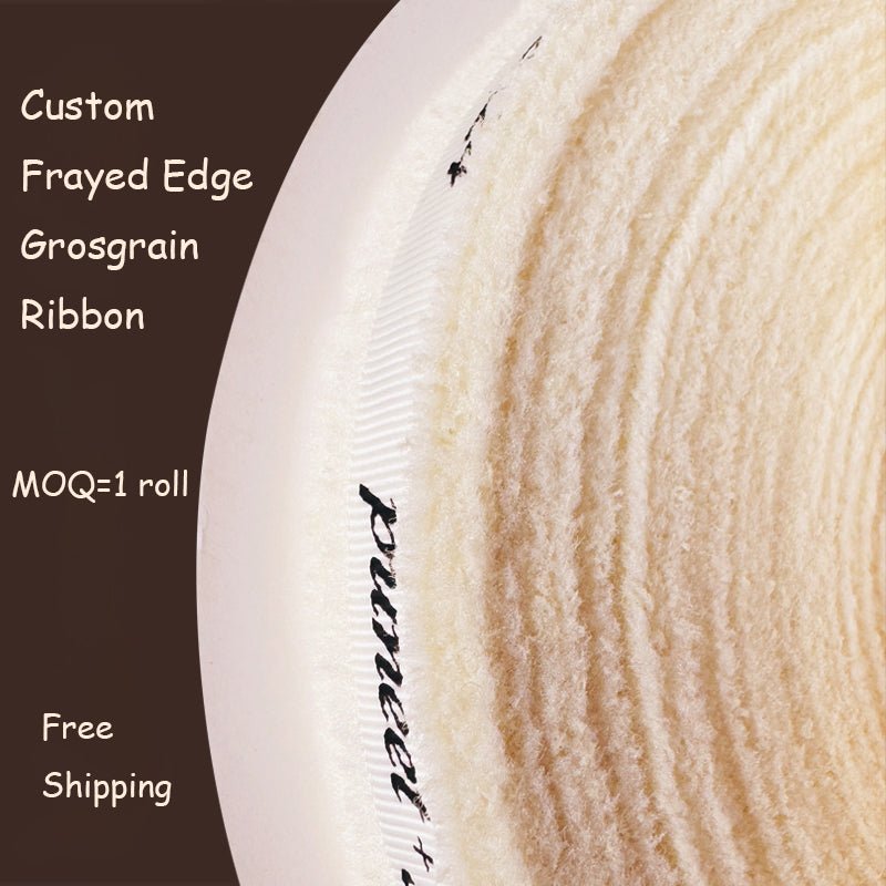 Custom Frayed Edge Grosgrain Ribbon – Single - Color Eco Ink Printing | 5/8" • 1" • 1.5" Widths | Laribbons Custom - laribbons Custom Shop