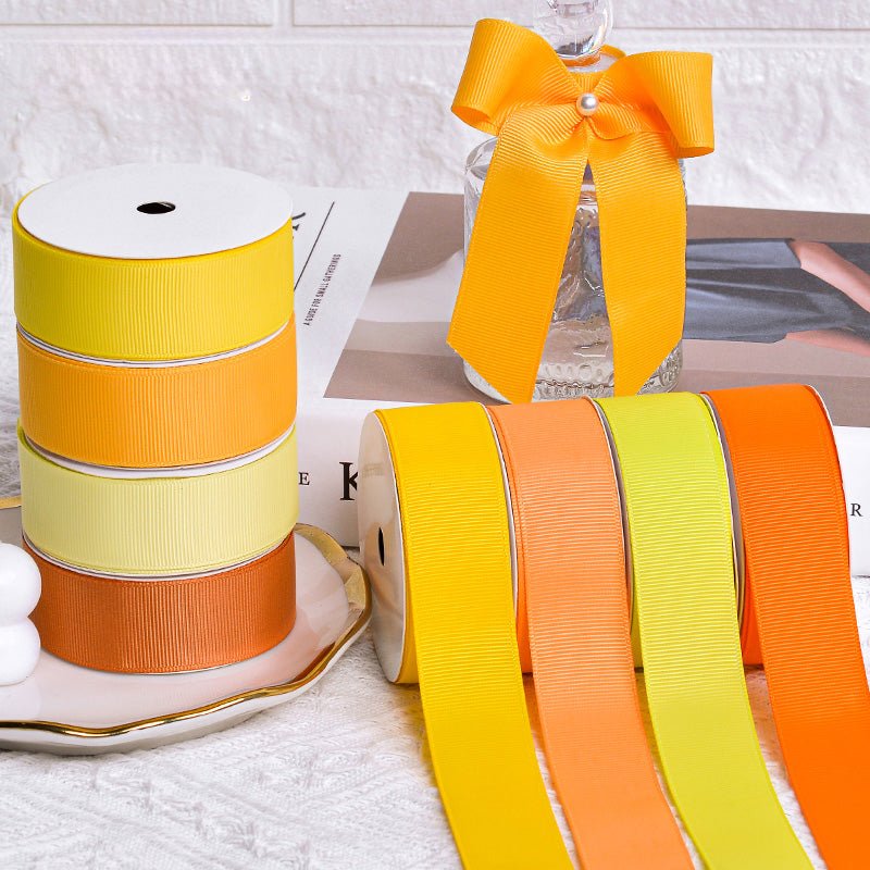 Wholesale Grosgrain Ribbon – Yellow & Orange Color Series – 3/8", 5/8", 7/8", 1.5" Wide – 100 Yards Per Roll – Bulk 500 Yards Minimum | Laribbons Custom - laribbons Custom Shop