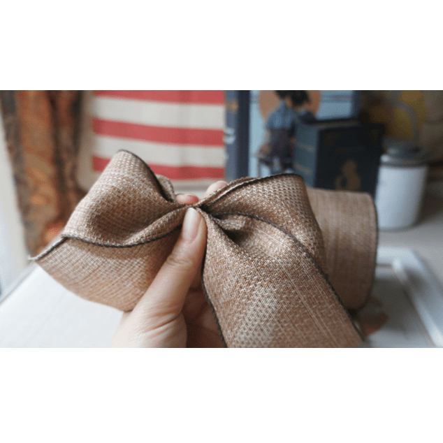 Rustic Khaki Burlap Wired Ribbon – 2.5" x 10 Yards, Holiday Crafts & Gift Wrapping | Laribbons Custom - laribbons Custom Shop
