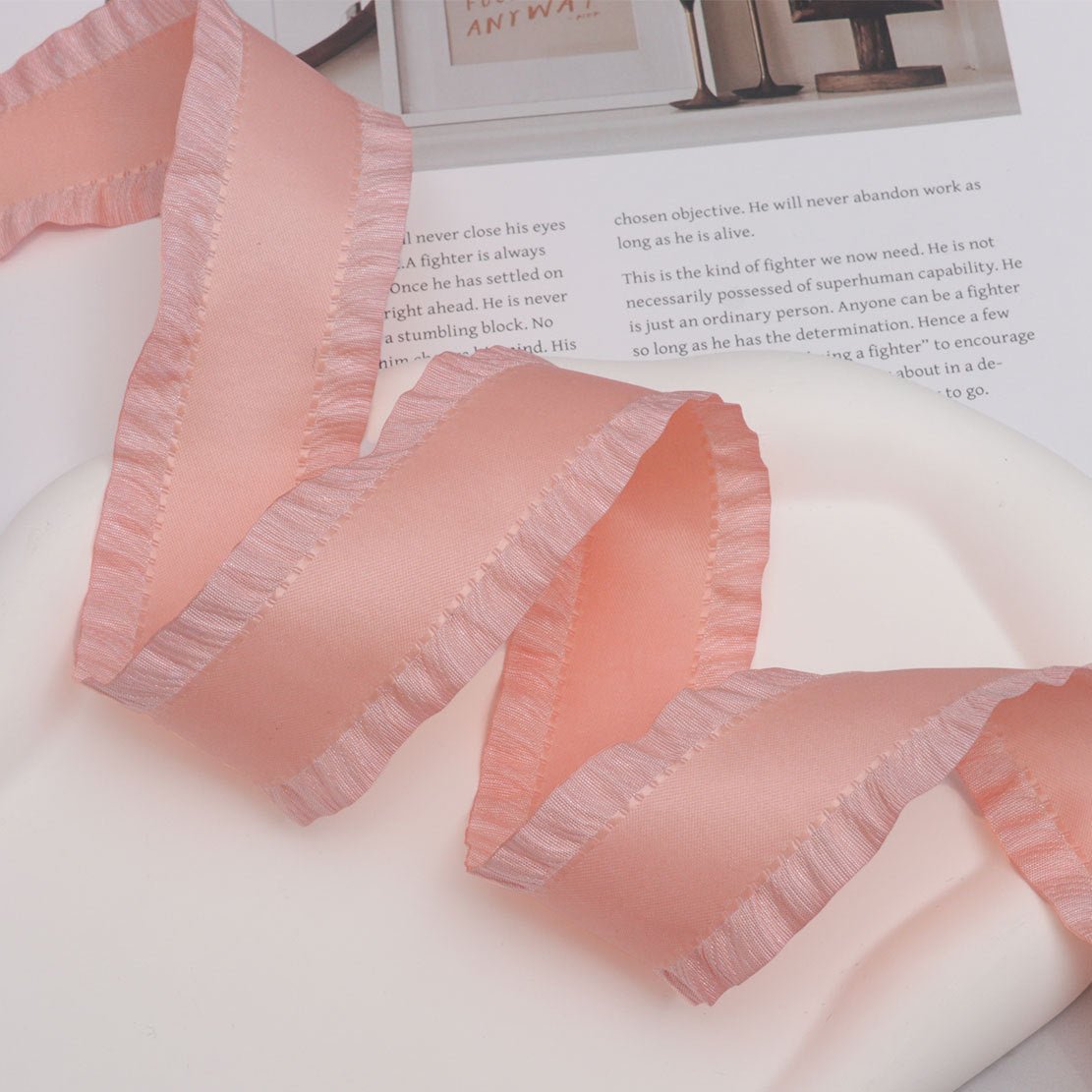 Custom Ruffled Edge Ribbon with Logo Printing – 1.5" Polyester Ribbon for Branding & Gift Packaging (100 Yards MOQ) | Laribbons Custom - laribbons Custom Shop