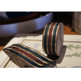 Wine Red, Green & Gold Striped Metallic Ribbon – 1