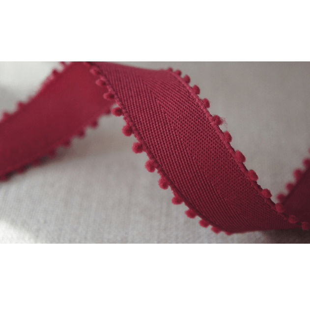 Burgundy Herringbone Ribbon 1" x 5 Yards – Pom - Pom Edge | Holiday Gift Wrapping | Laribbons Custom - laribbons Custom Shop