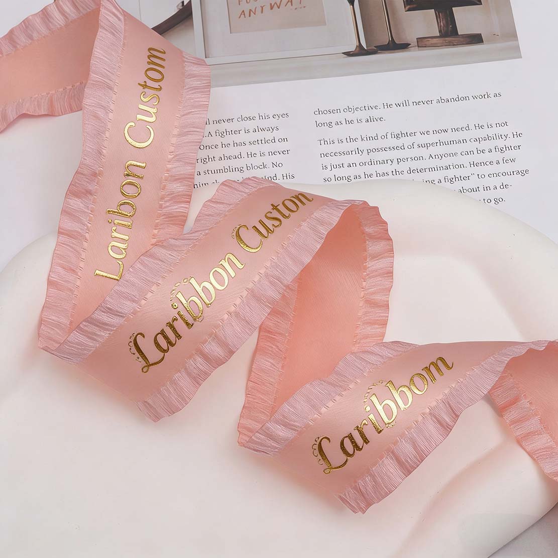 Custom Ruffled Edge Ribbon Valentine's Day – 1.5" Polyester Ribbon for Branding & Gift Packaging (100 Yards MOQ) | Laribbons Custom - laribbons Custom Shop