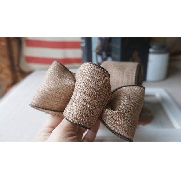 Rustic Khaki Burlap Wired Ribbon – 2.5" x 10 Yards, Holiday Crafts & Gift Wrapping | Laribbons Custom - laribbons Custom Shop
