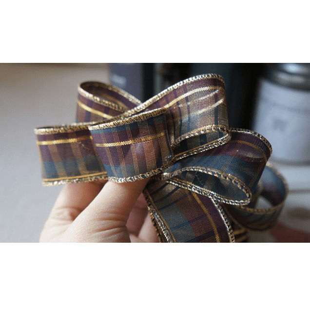Plaid Gold - Edged Sparkle Ribbon 1.2" x 10 Yards – Wired Edge Christmas & Tree Decoration | Laribbons Custom - laribbons Custom Shop