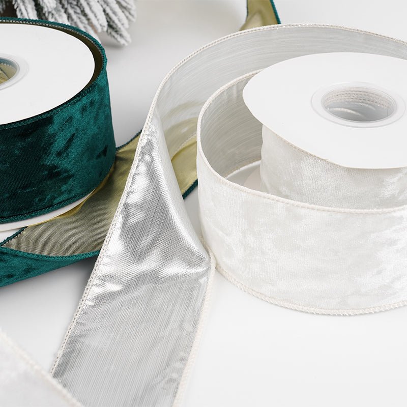 Reversible Velvet Ribbon 2.5 Inch | Double - Sided Velvet & Metallic Backing | 10 Yard Roll | Laribbons Custom - laribbons Custom Shop