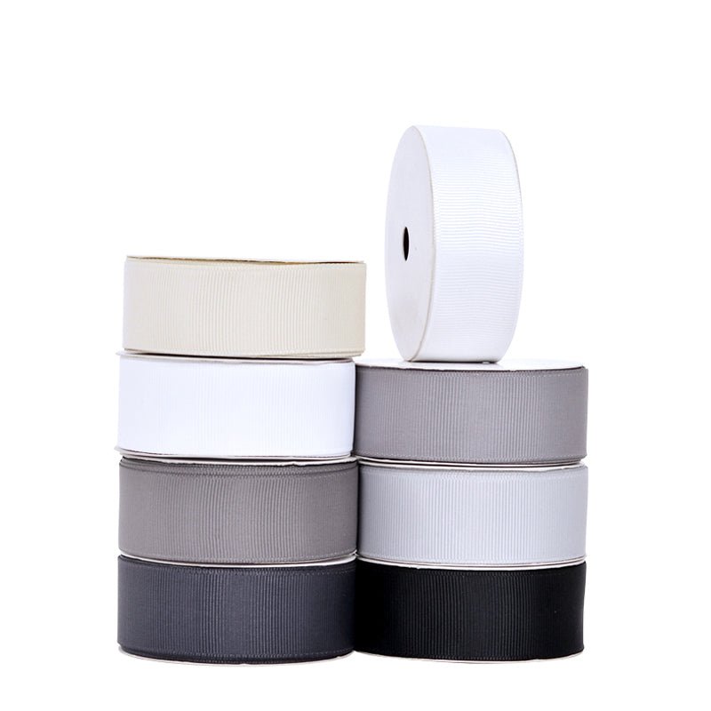 Wholesale Grosgrain Ribbon – Black, White & Gray Color Series – 3/8", 5/8", 7/8", 1.5" Wide – 100 Yards Per Roll – Bulk 500 Yards Minimum | Laribbons Custom - laribbons Custom Shop