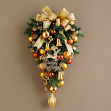 🎄 Handmade Premium Christmas Hanging Ornament – Pine Branch with Gold Bow & Festive Accents | M Size | Laribbons Custom - laribbons Custom Shop