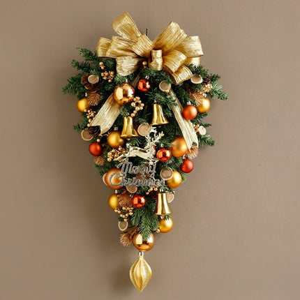🎄 Handmade Premium Christmas Hanging Ornament – Pine Branch with Gold Bow & Festive Accents | M Size | Laribbons Custom - laribbons Custom Shop