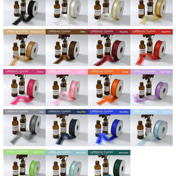 Personalized Satin Center Organza Ribbon - laribbons Custom Shop