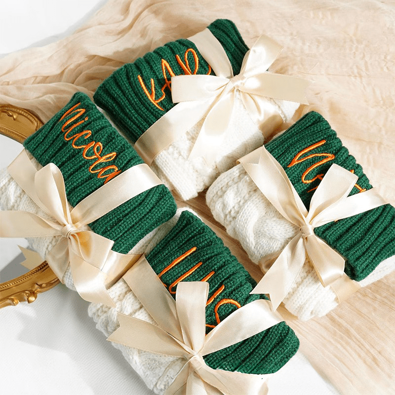 Personalized Christmas Cotton Stocking with Name – Handmade Embroidered Holiday Stocking, 18" Custom Decoration | Laribbons Custom - laribbons Custom Shop