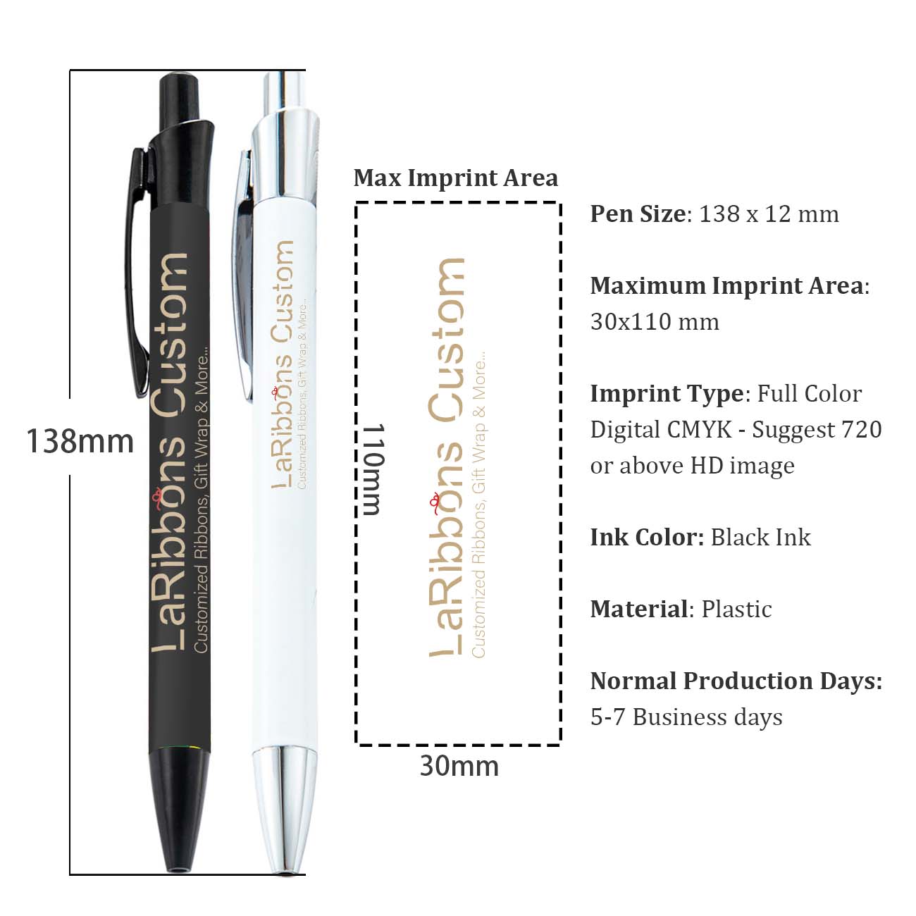 Custom Wrap Ballpoint Pen | Personalized Printed | LaRibbons - laribbons Custom Shop