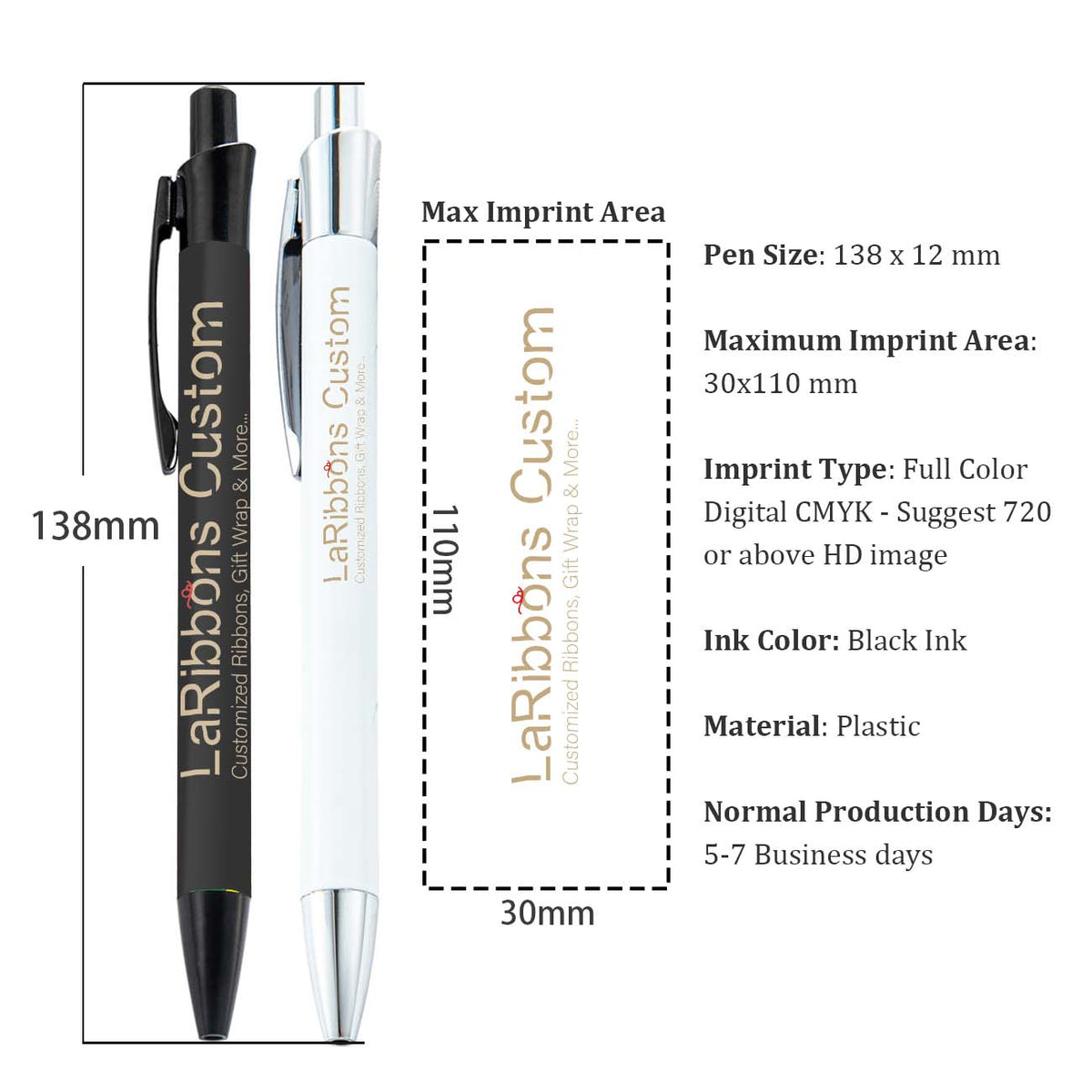 Custom Wrap Ballpoint Pen | Personalized Printed | LaRibbons - laribbons Custom Shop