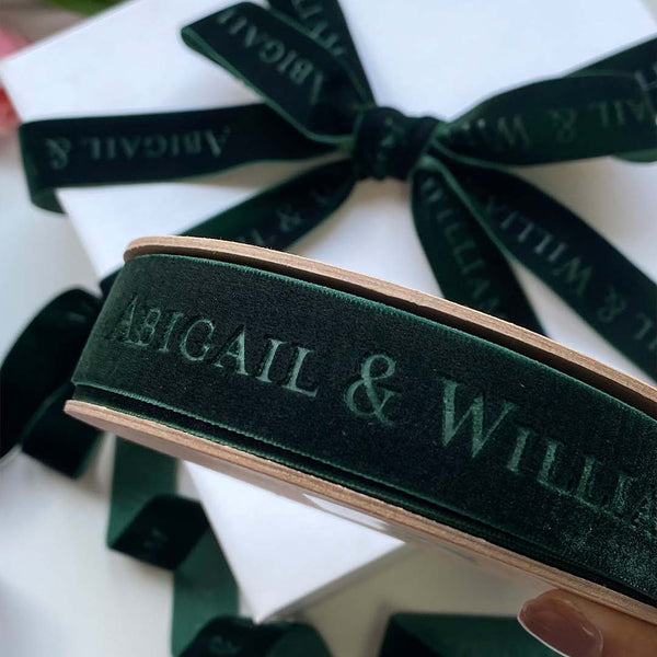 Custom Velvet Ribbon with Debossed Logo – Multiple Widths & Colors | Laribbons Custom