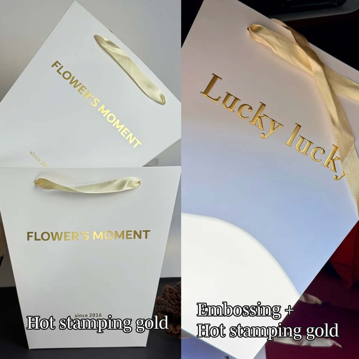 Custom Trapezoid Paper Bags with Logo – Personalized Flower Shop Gift Bags (MOQ 200) | Laribbons Custom - Laribbons Custom