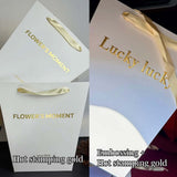 Custom Trapezoid Paper Bags with Logo – Personalized Flower Shop Gift Bags (MOQ 200) | Laribbons Custom - Laribbons Custom