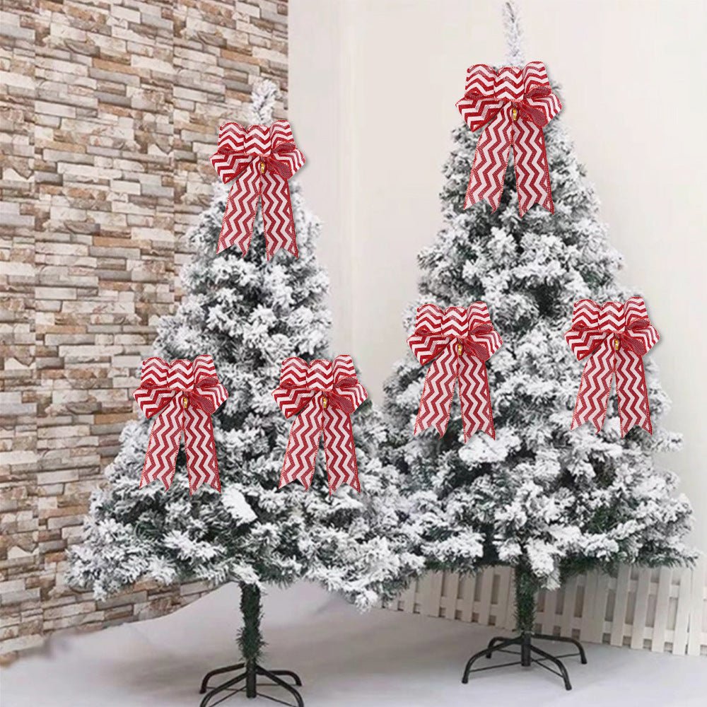 Christmas Burlap Bow Ornaments, Pre-Tied Plaid Holiday Bow for Christmas Tree Wreath Gift Wrapping, Assorted Styles, MOQ 5 Packs (2 pcs per pack), Mixable - Laribbons Custom