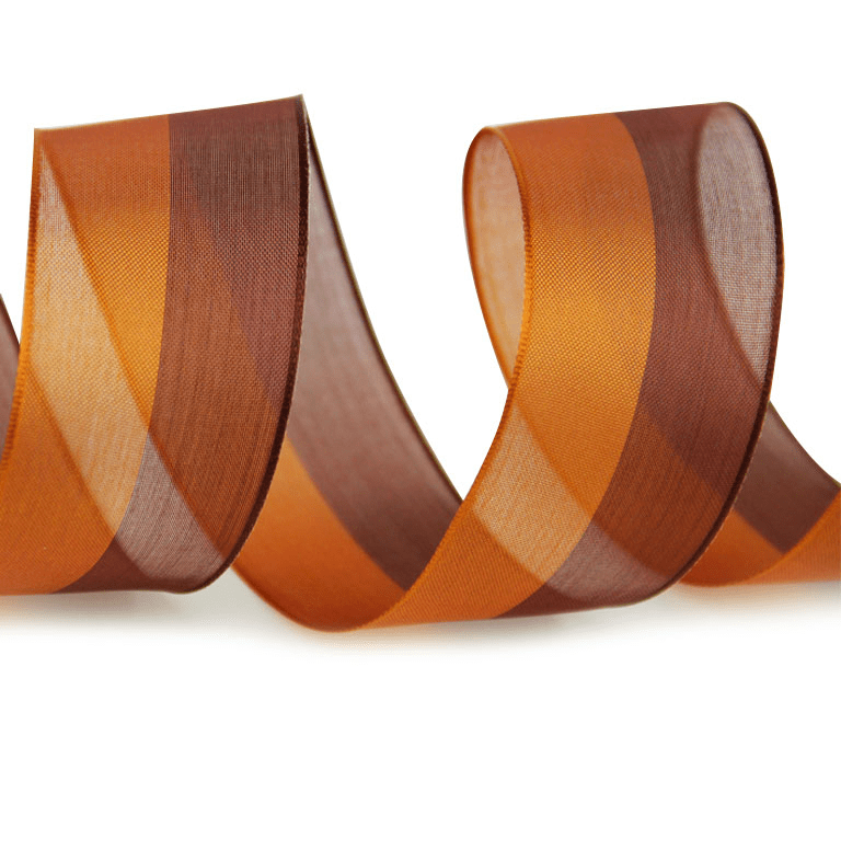 1.5" Brown Striped Mesh Christmas Ribbon – 25 Yards Roll | Laribbons Custom - laribbons Custom Shop