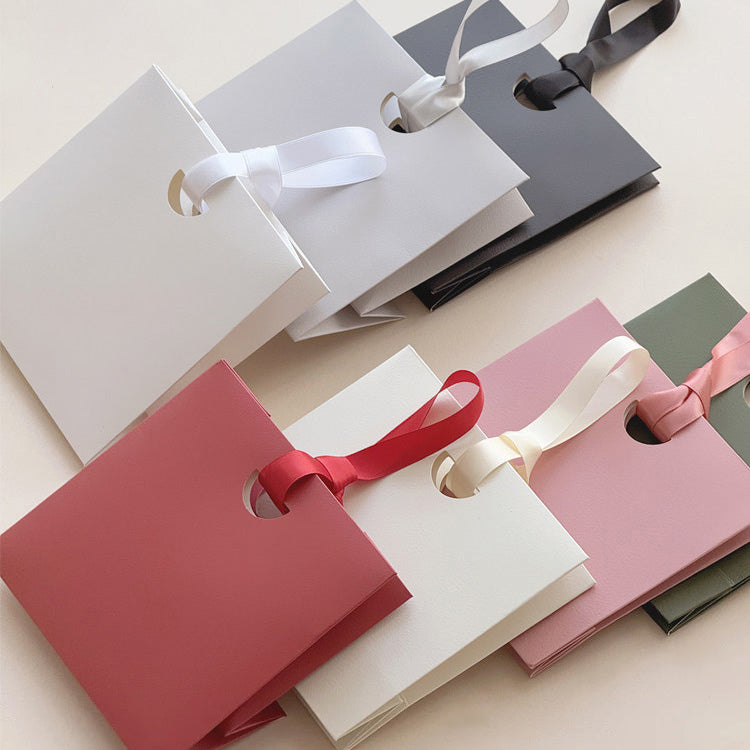Custom Solid Color Paper Gift Bags with Satin Ribbon Handles MOQ 100pcs | Jewelry Bags | Make-up Bags
