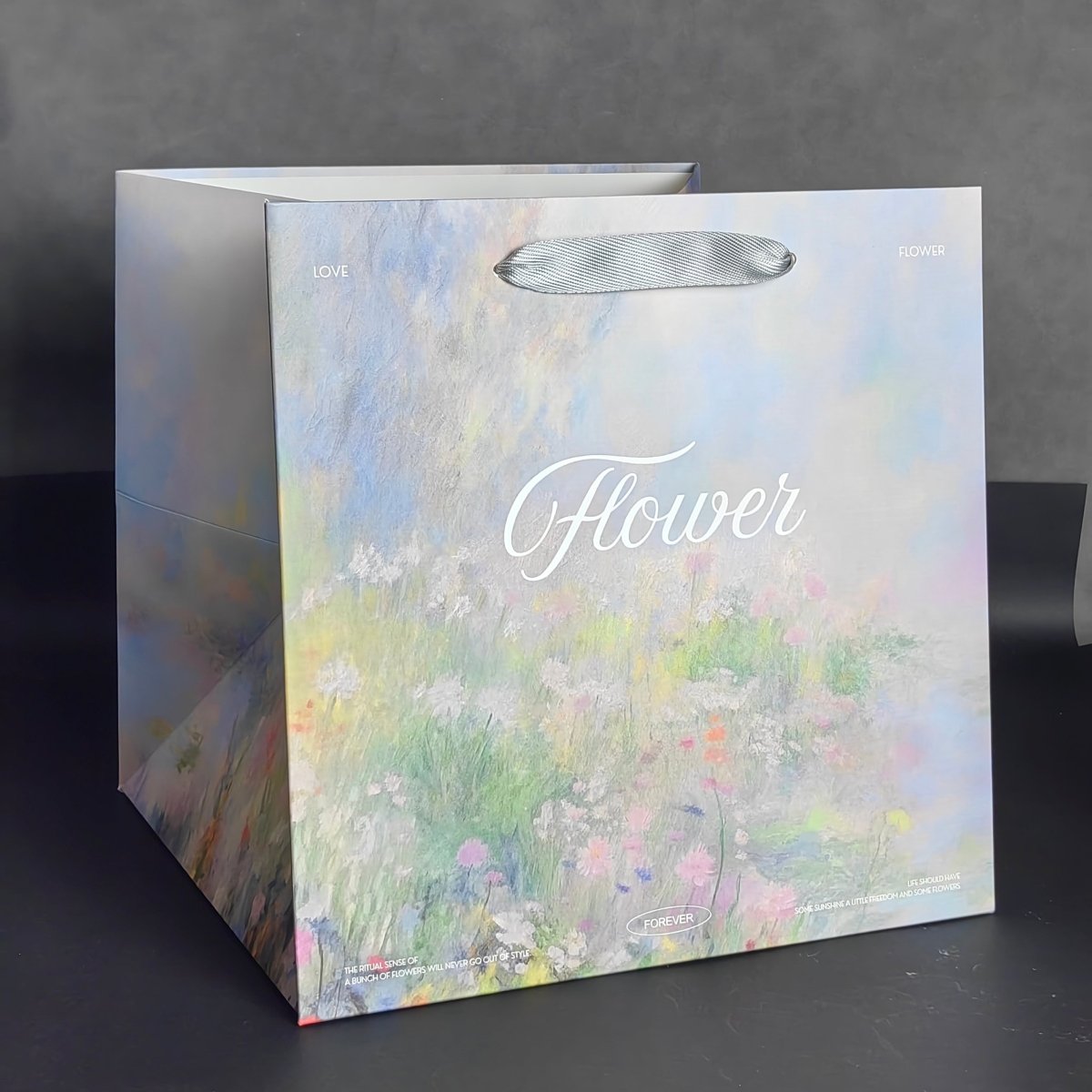 Ready - Made Floral Gift Bags for Florists – 11x11x11" with Handles – Pre - Printed, Sample (5 pcs) or Bulk (100 pcs) | Laribbons Custom - laribbons Custom Shop