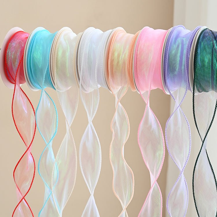 Luxury Iridescent Organza Ribbon – 1.5" Wide | 10 Yards per Roll | Wedding & Florist Decoration | Laribbons Custom - laribbons Custom Shop