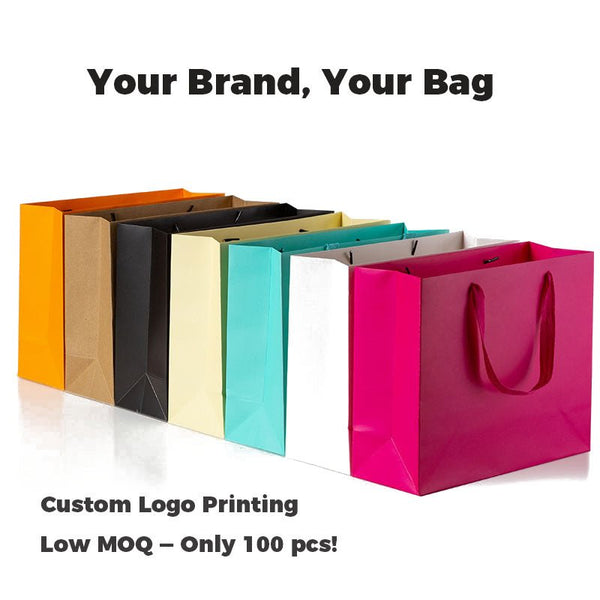 Custom Logo Paper Bags – 250gsm | 30 Sizes · 10 Colors · Ready to Ship | Laribbons Custom - laribbons Custom Shop
