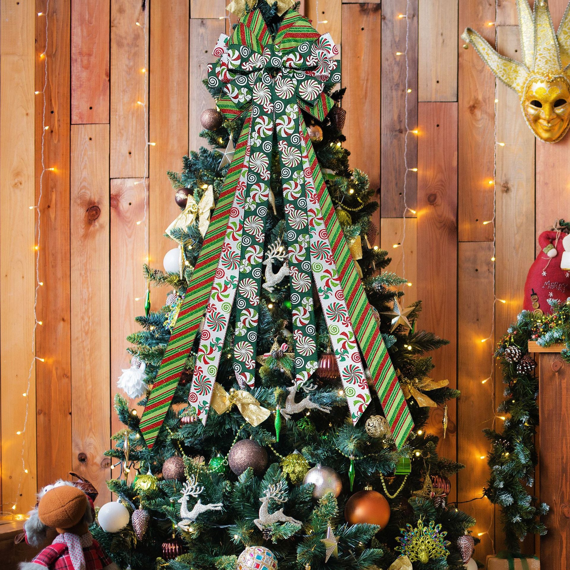 Large Wired Christmas Tree Bow Topper Ribbon Set – 100 Pack – Made to Order| Laribbons Custom - laribbons Custom Shop