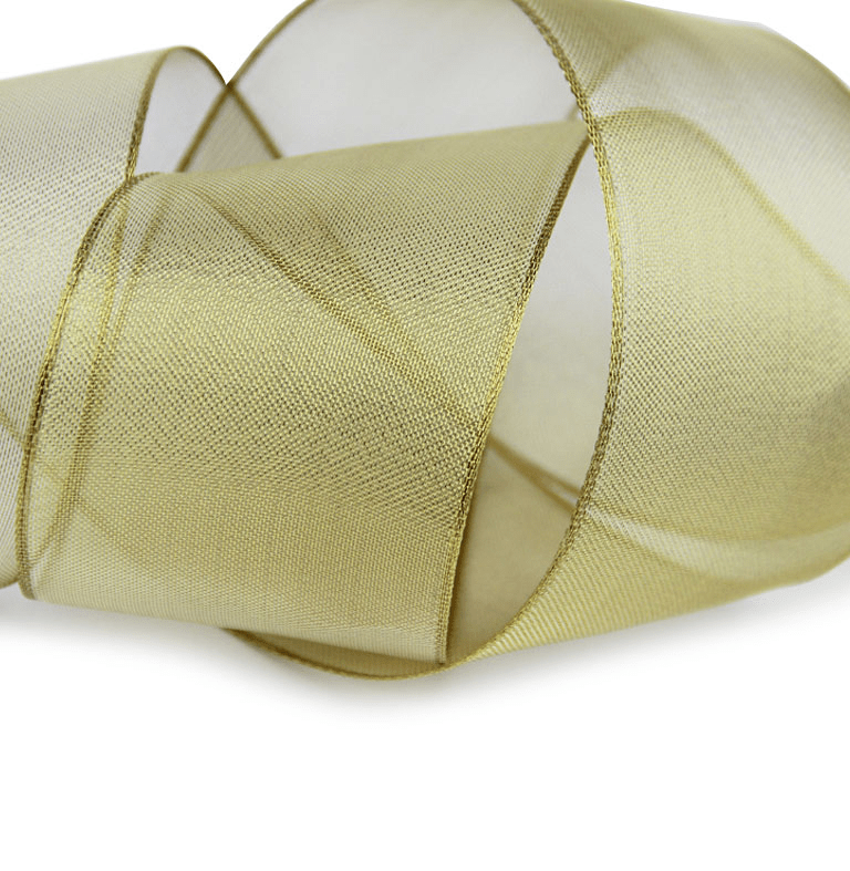2.5" Gold Sheer Wired Christmas Ribbon – Elegant Shimmery Mesh, 25 Yards | Laribbons Custom - laribbons Custom Shop