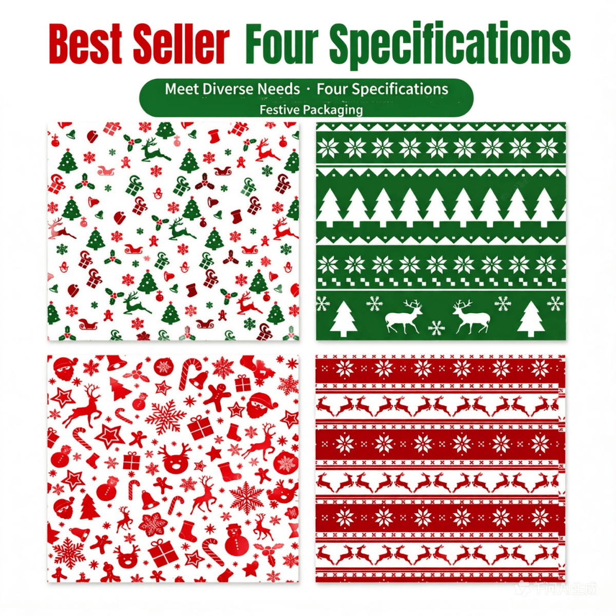 Christmas Pattern Greaseproof Food Wrapping Paper, PE Coated Oil Resistant Burger Wrap Sheets - Laribbons Custom