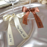 Custom Wedding Satin Ribbon Bows – Personalized Text & Icons | Wedding Place Setting | Laribbons Custom - laribbons Custom Shop