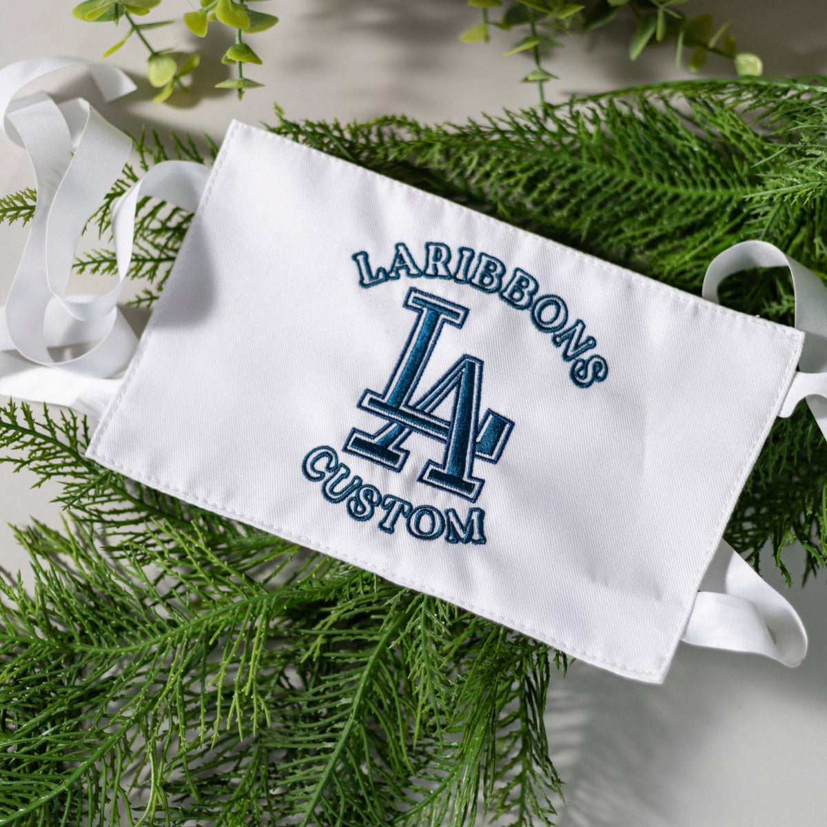 Custom Embroidered Bouquet Wrap | with Single Letter Vine Monogram | LaRibbons - laribbons Custom Shop