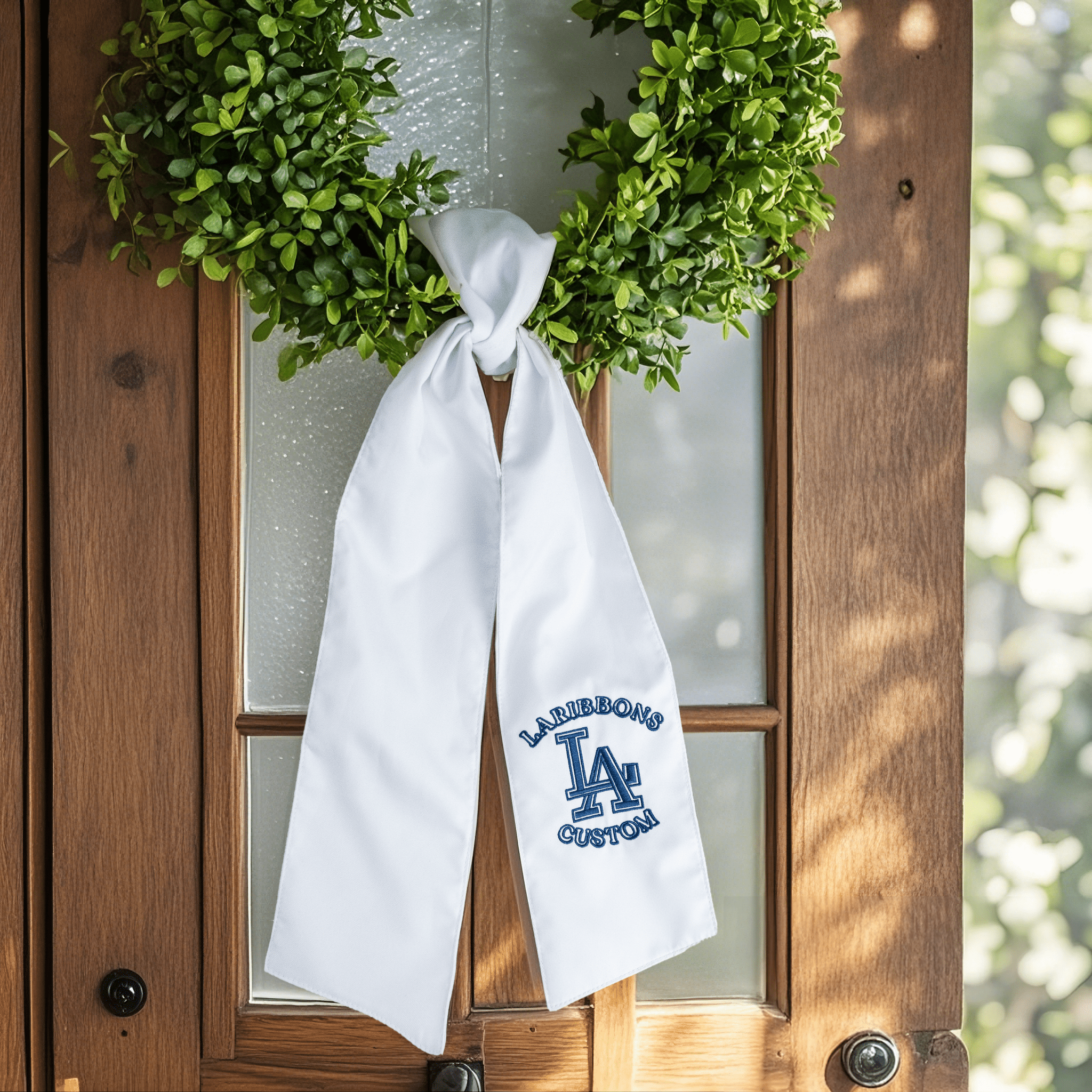 Custom Embroidered Wreath Sash | Monogram new home customized | LaRibbons - laribbons Custom Shop