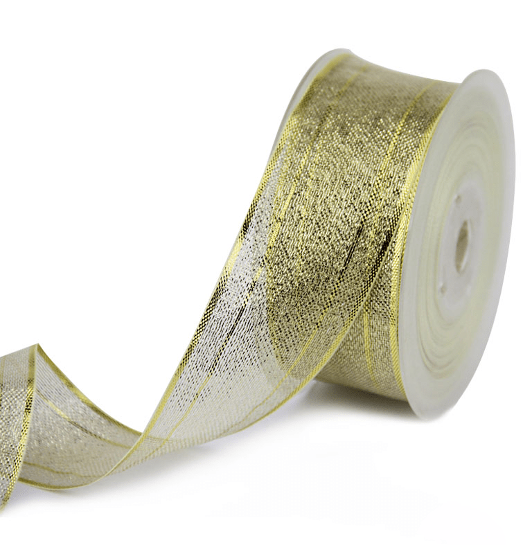 1.5" Gold Glitter Tulle Ribbon – Shimmery Sheer Christmas Ribbon, 25 Yards | Laribbons Custom - laribbons Custom Shop