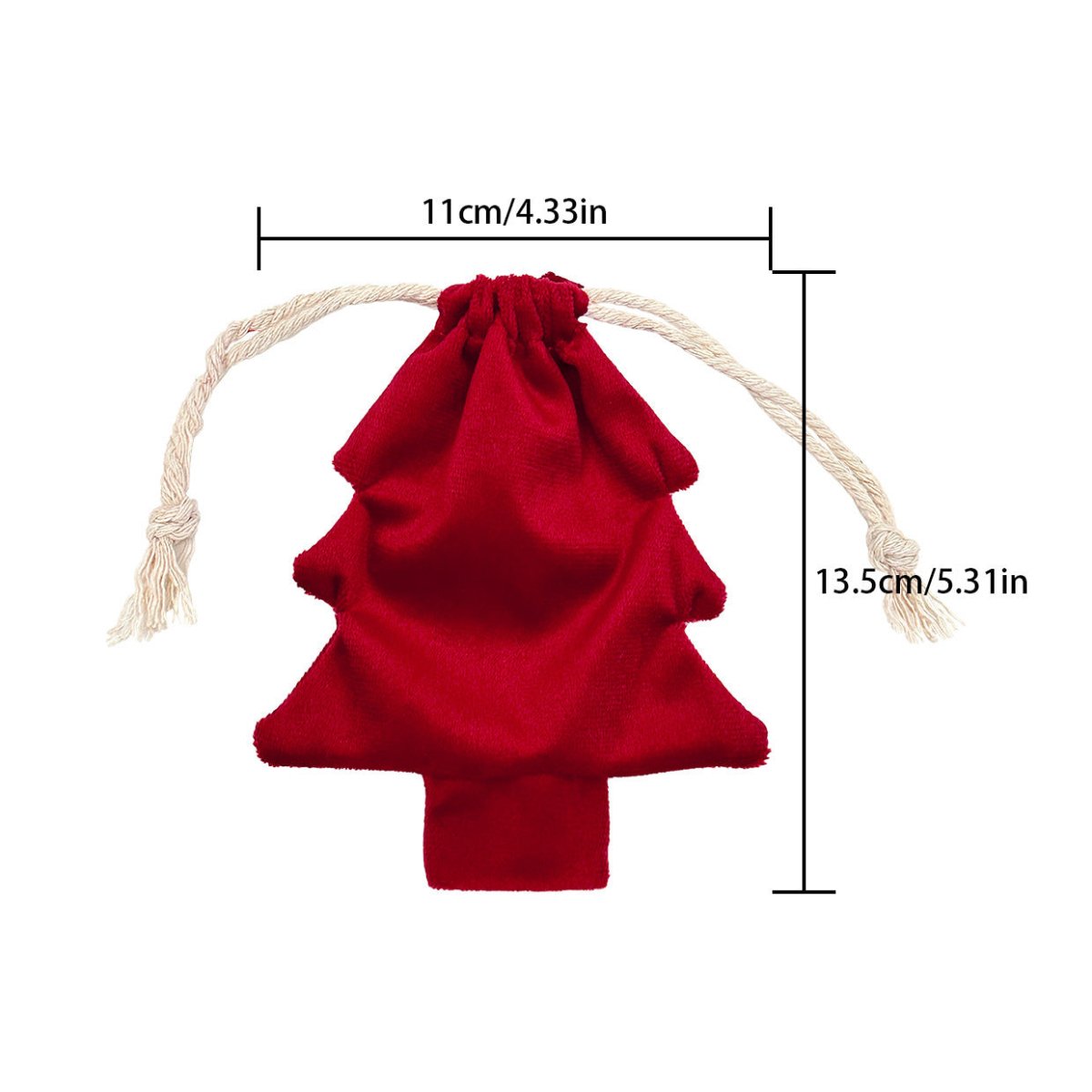 Christmas Tree Shape Velvet Drawstring Gift Pouches, Xmas Candy Jewelry Storage Bags| 2 Sizes, 2pcs/Pack | Mixable Colors - Laribbons Custom