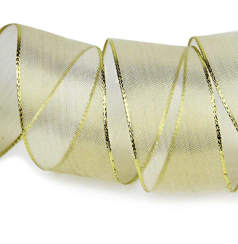 1.5" Gold Sheer Christmas Ribbon with Wired Edges – 25 Yards Roll | Laribbons Custom - laribbons Custom Shop