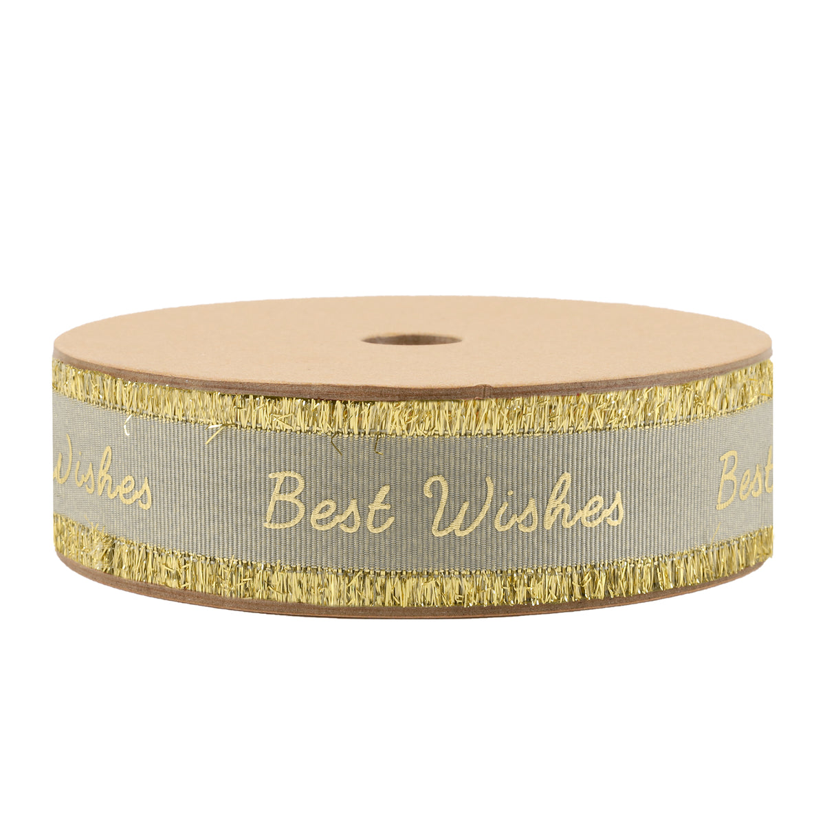 100 Yards Custom Logo Grosgrain Ribbon Roll - Gold Frayed Edges - laribbons Custom Shop